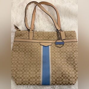 Coach Beige and Blue Signature Tote